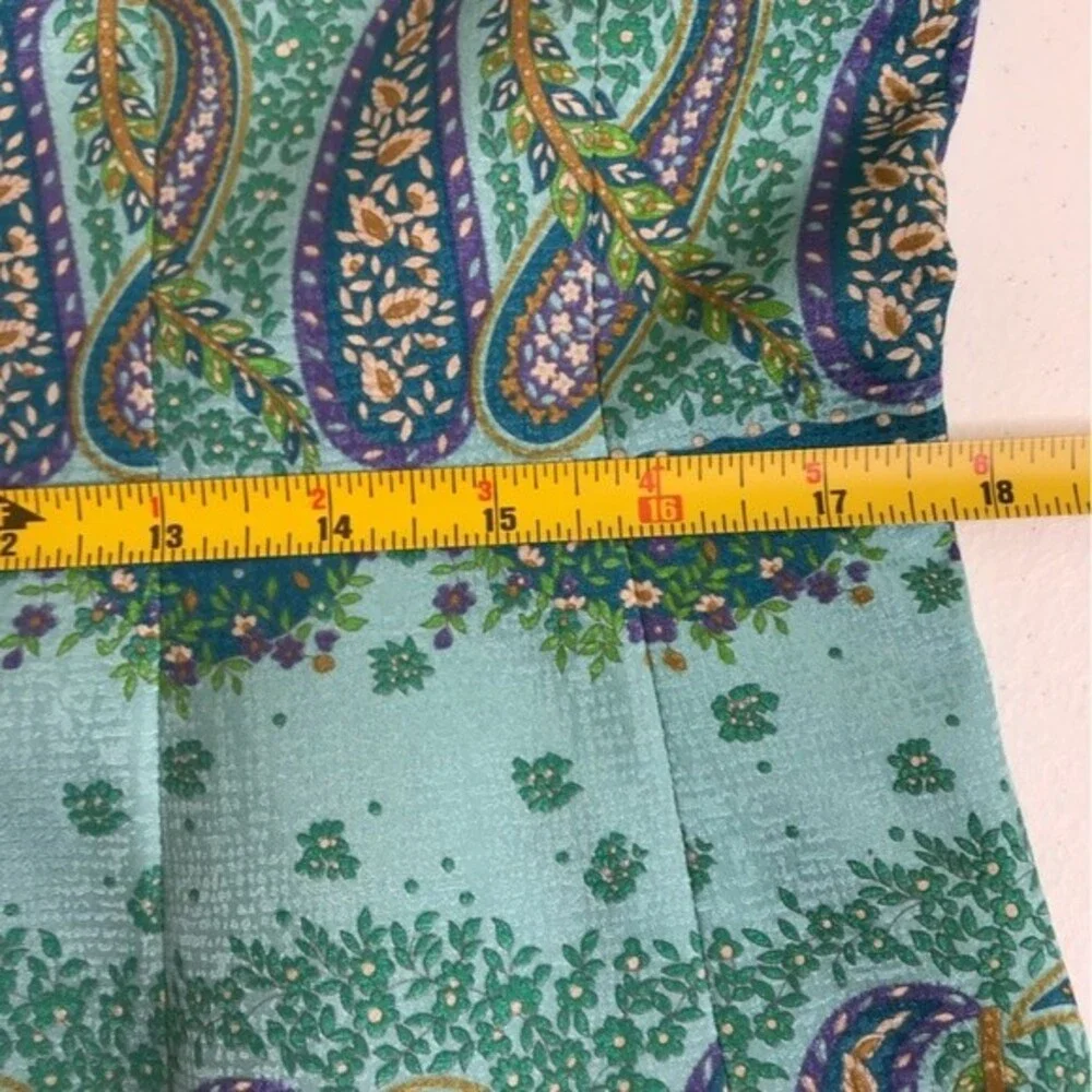 Vintage Adrianna Papell Paisley Silk Jacket Button Front Round Neck Women 12